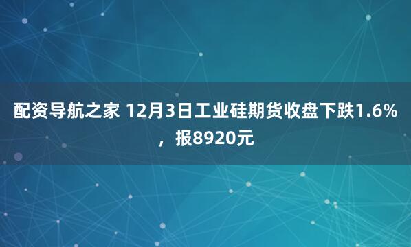 配资导航之家 12月3日工业硅期货收盘下跌1.6%，报8920元